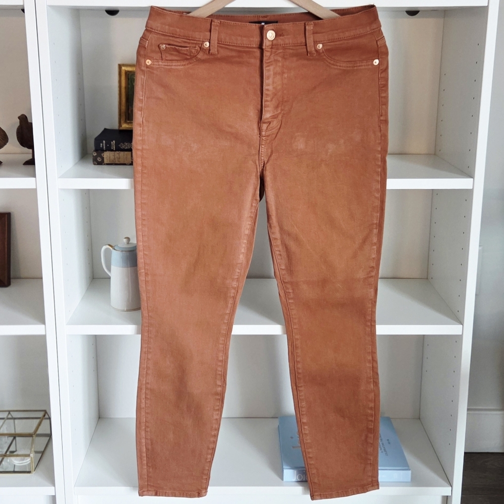 7 For All Mankind Brown Skinny Stretch Denim Jeans Womens Size 30